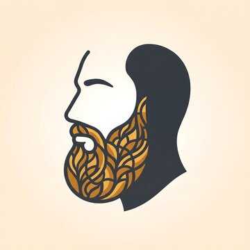 Minimalist bearded man profile, modern barber logo icon, male grooming symbol