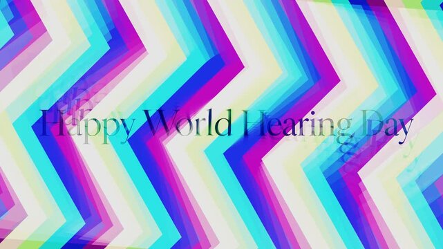 Colorful abstract zigzag pattern with Happy World Hearing Day text