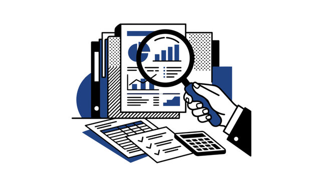 Business Analysis with Magnifying Glass and Financial Reports