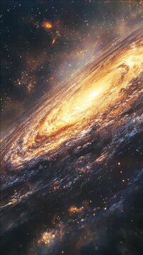 Close-up of a vibrant galaxy with stars and planets, set against the infinite cosmos.