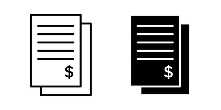 Bills icon filled symbols set