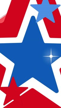 Animation of stars in red, white and blue of flag of united states of america