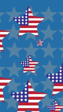 Animation of stars and red, white and blue of united states of america