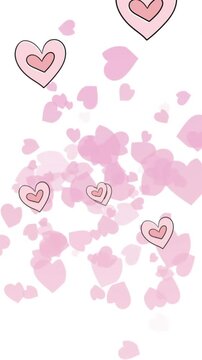 Animation of red hearts icons floating on white background