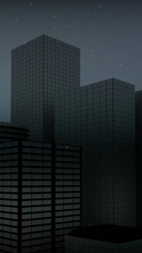 Animation of cityscape and aurora at christmas over stars