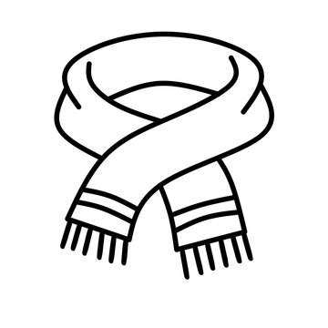 Knitted winter scarf with fringes and stripe pattern