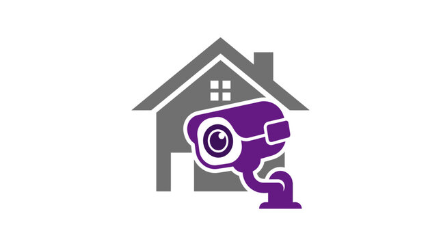 Smart Home Security Camera System Icon Vector Illustration for House Surveillance and Protection Logo Design