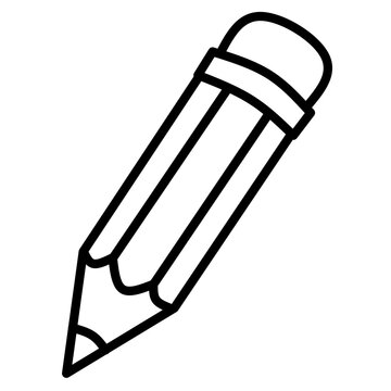 Classic wooden pencil with eraser tip outline