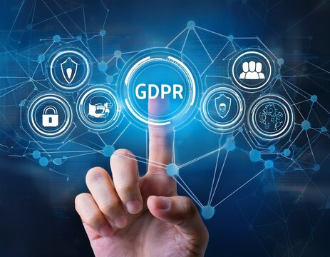 hand selecting gdpr data protection compliance options on digital interface