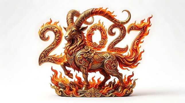 Fiery Ram Sculpture Symbolizing the Year 2027.