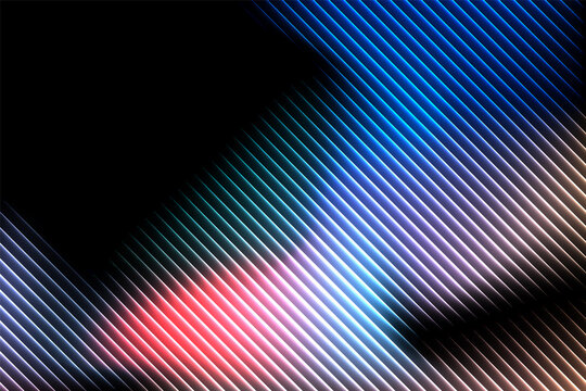 Abstract colorful diagonal light line background with glowing blue, cyan, purple, red and white streaks on black, dynamic futuristic wave pattern for technology, energy, digital and modern design