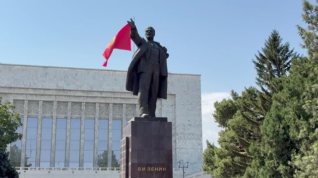 Monument of V. I. Lenin in the center of Bishkek in Kyrgystan