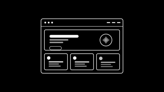 Simple outline icon of a web browser window, minimalist line art for website or application interface