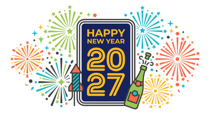 Obraz premium Happy New Year 2027 Celebration Greeting Design 19.