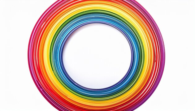 abstract circles lines wavy in round frame colorful rainbow isolated on white background with empty space for text