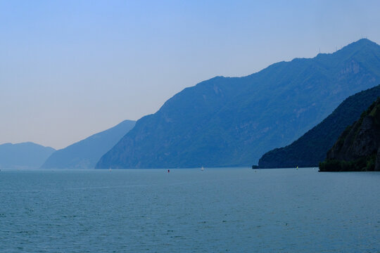 The Sebino lake near Lovere and Castro, Bergamo province, Italy, at June