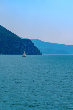 The Sebino lake near Lovere and Castro, Bergamo province, Italy, at June