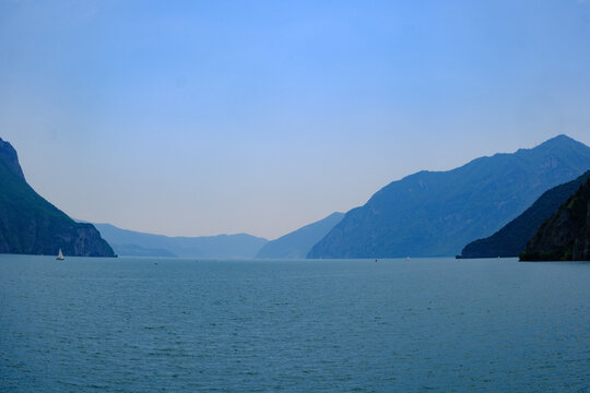 The Sebino lake near Lovere and Castro, Bergamo province, Italy, at June