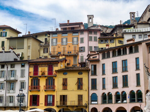 Old houses of Lovere, in Bergamo province, Italy, on the Sebino lake