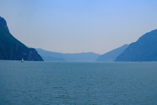 The Sebino lake near Lovere and Castro, Bergamo province, Italy, at June