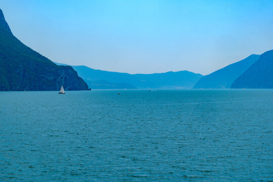 The Sebino lake near Lovere and Castro, Bergamo province, Italy, at June