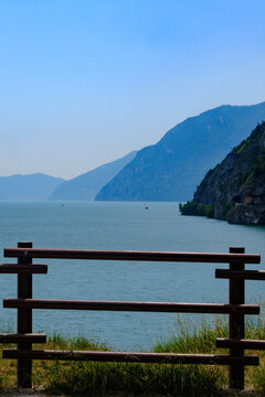The Sebino lake near Lovere and Castro, Bergamo province, Italy, at June