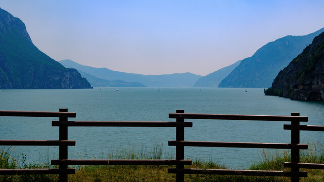 The Sebino lake near Lovere and Castro, Bergamo province, Italy, at June