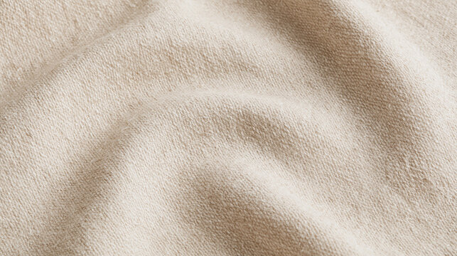 Soft Beige Fabric Texture Background with Gentle Folds