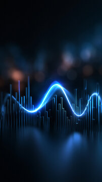 Abstract Glowing Blue Sound Wave and Audio Equalizer Spectrum