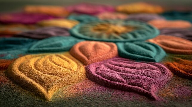 Colorful powder flower pattern texture close up macro