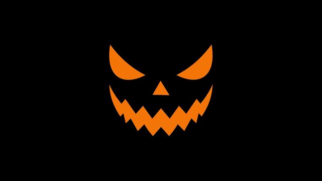 Animated scary pumpkin face on black background