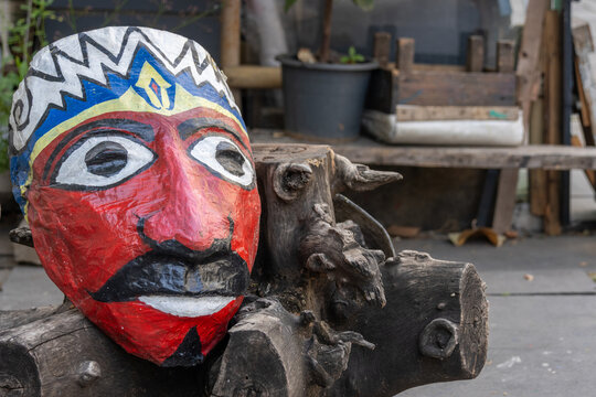 Traditional wooden topeng masks from Indonesia