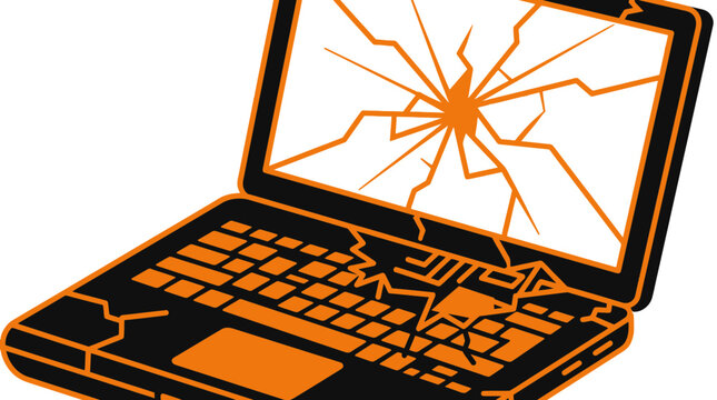 Broken Laptop Screen Isolated