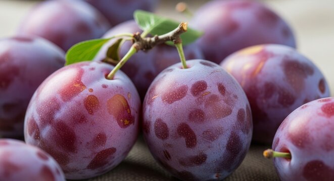Fresh Ripe Purple Plums with Natural Skin Texture