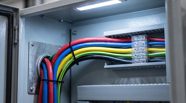 Organized cable entry inside a deenergized distribution panel