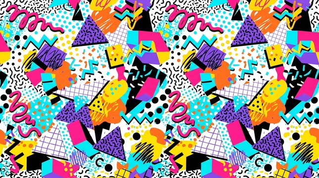 Colorful Retro Geometric Pattern Background Design.