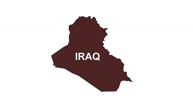 An animated map video showing Iraq's borders Without Background