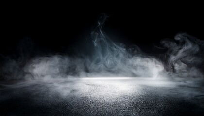 Fototapeta premium dry ice smoke clouds fog floor texture perfect spotlight mist effect on isolated black background