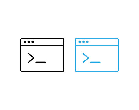 Command line interface window outline vector icon set for web development, software engineering, and coding