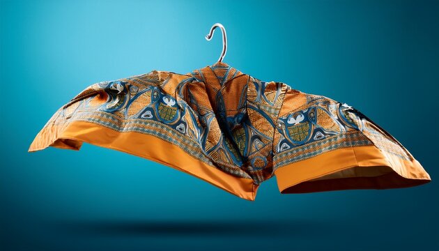 premium bright batik baju koko floating on solid background