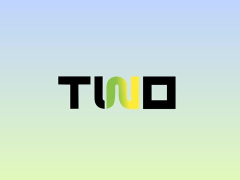 Typography animation of the word "TWO" featuring a blend of gray, green, and yellow colors.