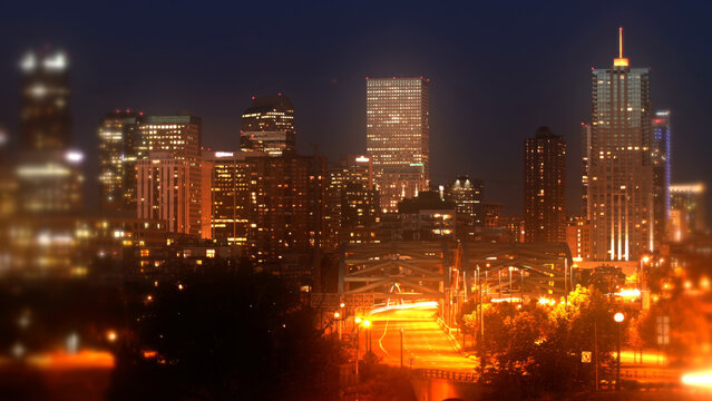 Dreamlike Downtown Denver Skyline at Night