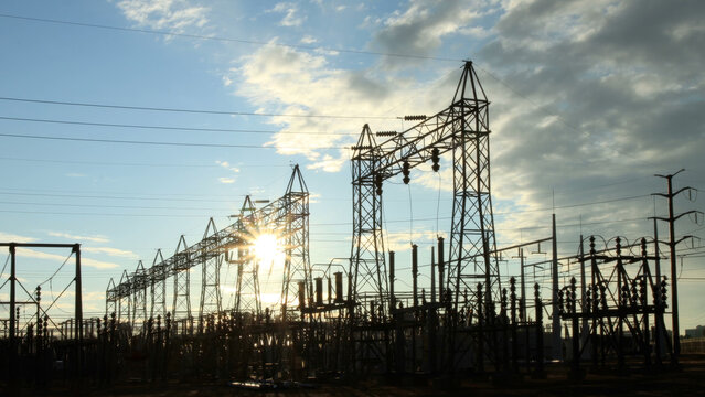 Electrical Power Substation at Sunrise
