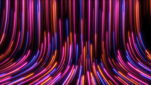 Speed neon lines run up stripes abstract animation background