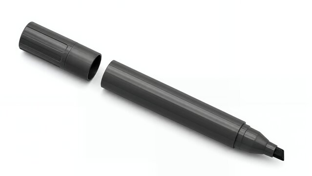 Charcoal chisel tip marker with cap isolated on white