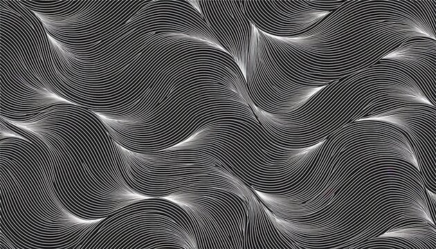 black wavy lines pattern on white background seamless design