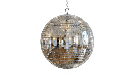 Obraz premium A shiny reflective modern spherical glass pendant light fixture isolated on transparent background