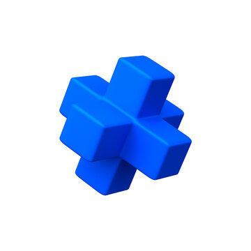 3D Blue Abstract Geometric Shapes