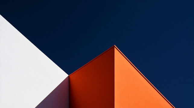Minimalist Architectural Geometry Against Dark Blue Sky