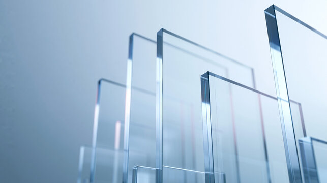 Transparent Glass Panels and Acrylic Sheets Close Up